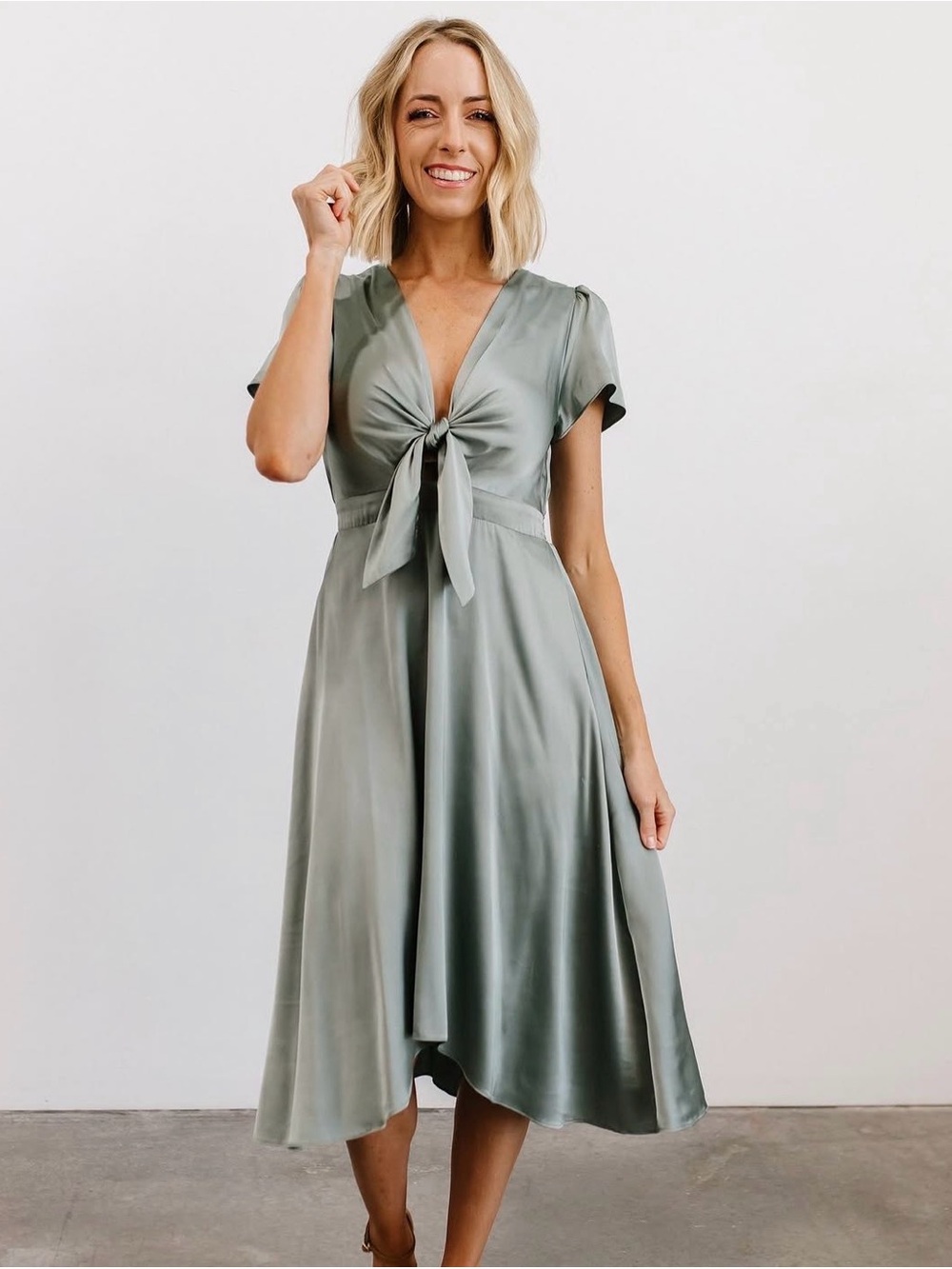 Baltic Born Poppy satin midi dress xl green sage